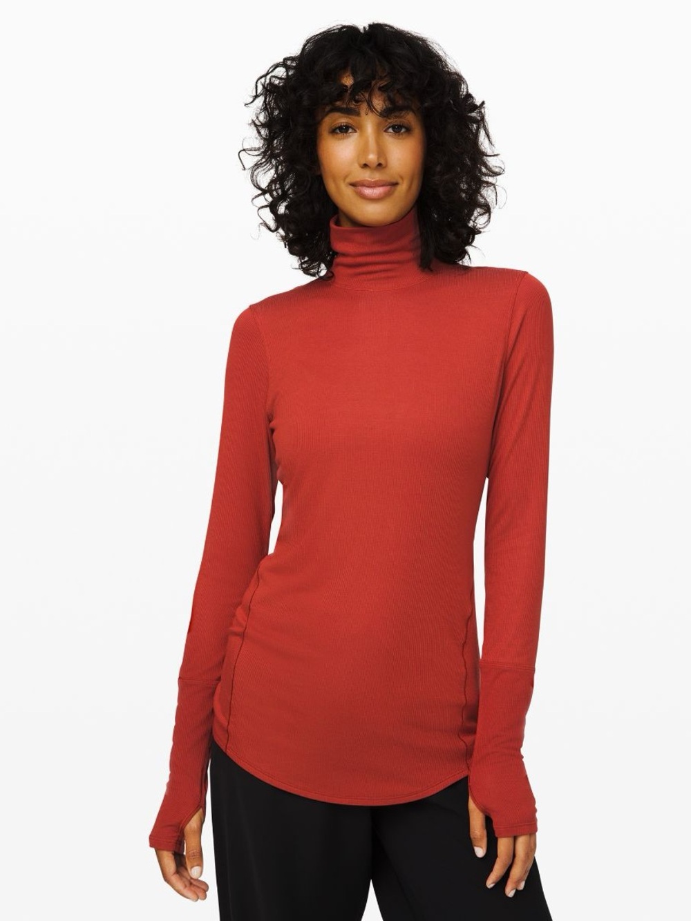 lululemon athletica Full Day Ahead Turtleneck Long Sleeve Top - Rust Red
